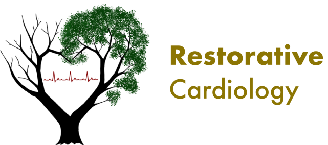 Logo of a cardiology restoration service, featuring a heart inside a leafy tree.